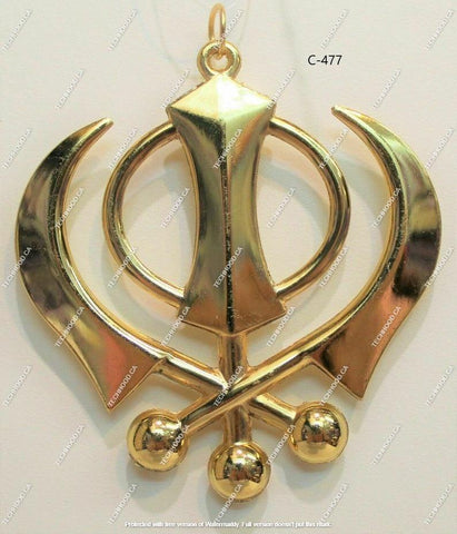 Golden Khanda Stainless Metal Car Hanging - The Tech Hood Inc.